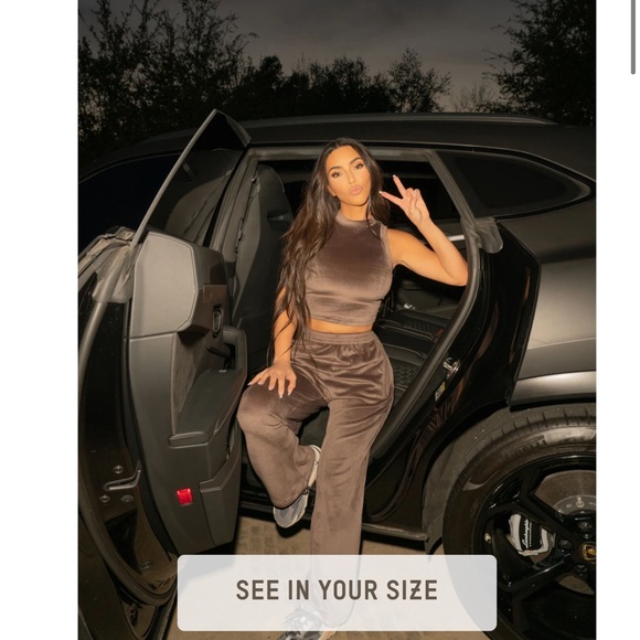 COPY - Skims smoke color VELOUR TRACK PANT - Picture 2 of 4